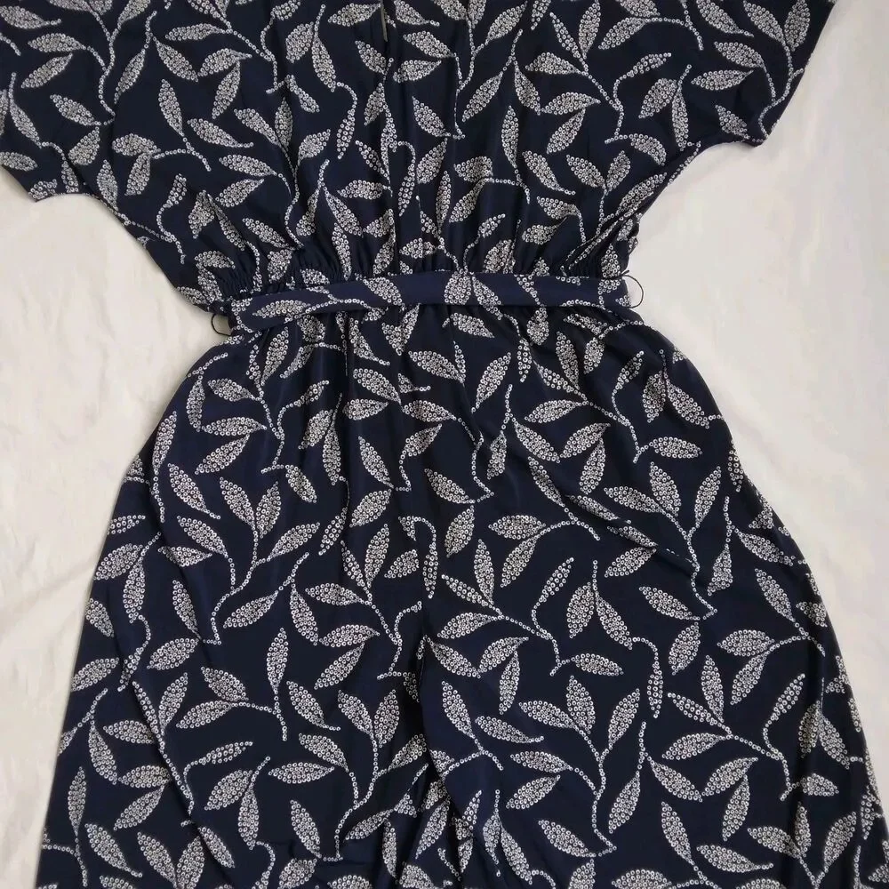 Lane Bryant Kimono Sleeve V-Neck Jersey Jumpsuit Leaves Flowy Chic Boho 14/16 - Picture 12 of 12